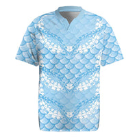 Baby Blue Mermaid Puakenikeni Maile Lei Rugby Jersey