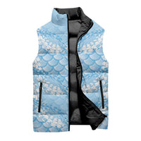 Baby Blue Mermaid Puakenikeni Maile Lei Sleeveless Puffer Jacket