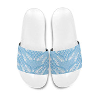Baby Blue Mermaid Puakenikeni Maile Lei Slide Sandals