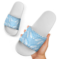 Baby Blue Mermaid Puakenikeni Maile Lei Slide Sandals