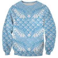 Baby Blue Mermaid Puakenikeni Maile Lei Sweatshirt