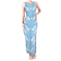 Baby Blue Mermaid Puakenikeni Maile Lei Tank Maxi Dress