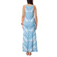 Baby Blue Mermaid Puakenikeni Maile Lei Tank Maxi Dress