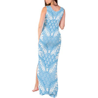 Baby Blue Mermaid Puakenikeni Maile Lei Tank Maxi Dress