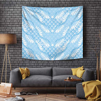 Baby Blue Mermaid Puakenikeni Maile Lei Tapestry