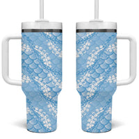 Baby Blue Mermaid Puakenikeni Maile Lei Tumbler With Handle