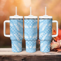 Baby Blue Mermaid Puakenikeni Maile Lei Tumbler With Handle