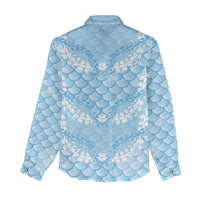 Baby Blue Mermaid Puakenikeni Maile Lei Women Casual Shirt