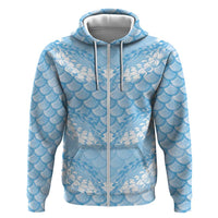 Baby Blue Mermaid Puakenikeni Maile Lei Zip Hoodie
