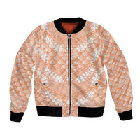 Apricot Mermaid Puakenikeni Maile Lei Bomber Jacket