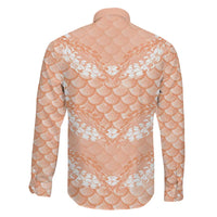Apricot Mermaid Puakenikeni Maile Lei Family Matching Off Shoulder Short Dress and Hawaiian Shirt LT01 - Polynesian Pride