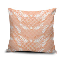 Apricot Mermaid Puakenikeni Maile Lei Pillow Cover