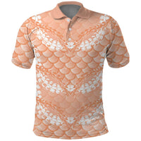 Apricot Mermaid Puakenikeni Maile Lei Polo Shirt