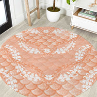 Apricot Mermaid Puakenikeni Maile Lei Round Carpet