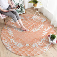 Apricot Mermaid Puakenikeni Maile Lei Round Carpet