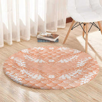 Apricot Mermaid Puakenikeni Maile Lei Round Carpet