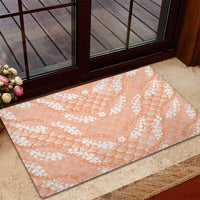 Apricot Mermaid Puakenikeni Maile Lei Rubber Doormat