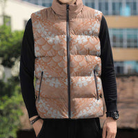 Apricot Mermaid Puakenikeni Maile Lei Sleeveless Puffer Jacket