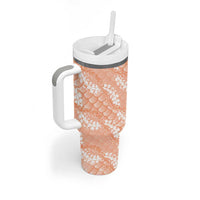 Apricot Mermaid Puakenikeni Maile Lei Tumbler With Handle LT01 - Polynesian Pride