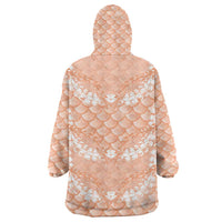 Apricot Mermaid Puakenikeni Maile Lei Wearable Blanket Hoodie