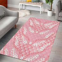 Soft Pink Mermaid Puakenikeni Maile Lei Area Rug