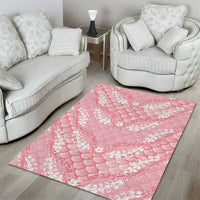 Soft Pink Mermaid Puakenikeni Maile Lei Area Rug