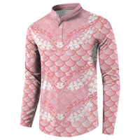 Soft Pink Mermaid Puakenikeni Maile Lei Button Sweatshirt