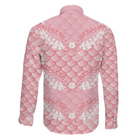 Soft Pink Mermaid Puakenikeni Maile Lei Family Matching Long Sleeve Bodycon Dress and Hawaiian Shirt