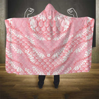 Soft Pink Mermaid Puakenikeni Maile Lei Hooded Blanket