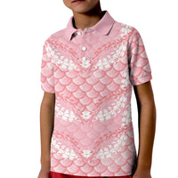 Soft Pink Mermaid Puakenikeni Maile Lei Kid Polo Shirt