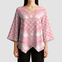 Soft Pink Mermaid Puakenikeni Maile Lei Kimono Sleeve Blouse