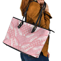 Soft Pink Mermaid Puakenikeni Maile Lei Leather Tote Bag
