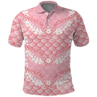 Soft Pink Mermaid Puakenikeni Maile Lei Polo Shirt