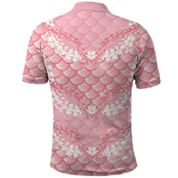 Soft Pink Mermaid Puakenikeni Maile Lei Polo Shirt