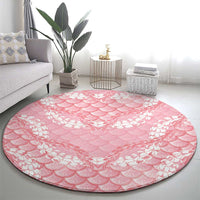 Soft Pink Mermaid Puakenikeni Maile Lei Round Carpet LT01 - Polynesian Pride