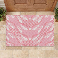 Soft Pink Mermaid Puakenikeni Maile Lei Rubber Doormat