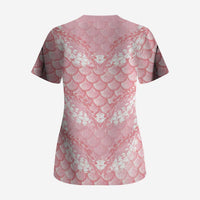 Soft Pink Mermaid Puakenikeni Maile Lei Scrub Top