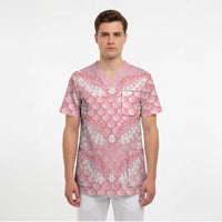 Soft Pink Mermaid Puakenikeni Maile Lei Scrub Top