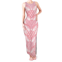 Soft Pink Mermaid Puakenikeni Maile Lei Tank Maxi Dress