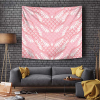 Soft Pink Mermaid Puakenikeni Maile Lei Tapestry