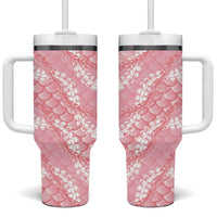 Soft Pink Mermaid Puakenikeni Maile Lei Tumbler With Handle