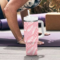 Soft Pink Mermaid Puakenikeni Maile Lei Tumbler With Handle
