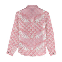 Soft Pink Mermaid Puakenikeni Maile Lei Women Casual Shirt