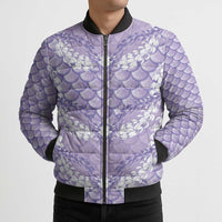 Lilac Mermaid Puakenikeni Maile Lei Bomber Puffer Jacket