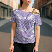 Lilac Mermaid Puakenikeni Maile Lei Cross Shoulder Shirt