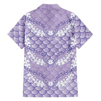 Lilac Mermaid Puakenikeni Maile Lei Family Matching Off Shoulder Maxi Dress and Hawaiian Shirt