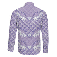 Lilac Mermaid Puakenikeni Maile Lei Family Matching Off Shoulder Maxi Dress and Hawaiian Shirt