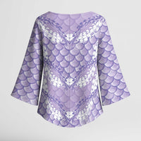 Lilac Mermaid Puakenikeni Maile Lei Kimono Sleeve Blouse