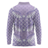 Lilac Mermaid Puakenikeni Maile Lei Long Sleeve Polo Shirt