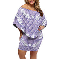Lilac Mermaid Puakenikeni Maile Lei Off Shoulder Short Dress